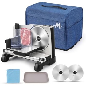 Moongiantgo Trancheuse Électrique Trancheuse à Jambon avec Interrupteur Sécurité Enfant, Lame en Acier Inox Amovible de 19cm,