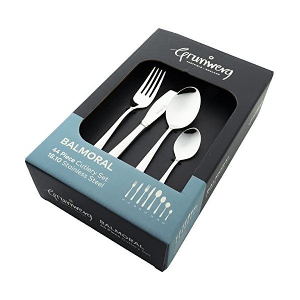 Grunwerg Balmoral Coffret de 44 pièces en acier inoxydable 18/10