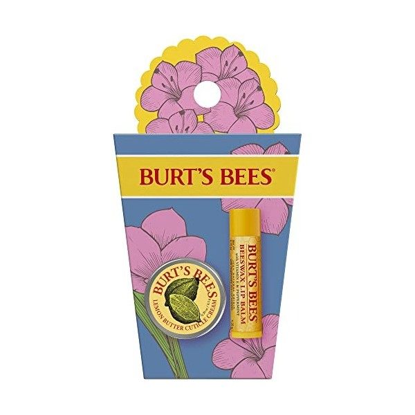 Coffret cadeau Burts Bees pour les lèvres et les mains, baume à lèvres à la cire dabeille et mini crème à cuticules, éditio