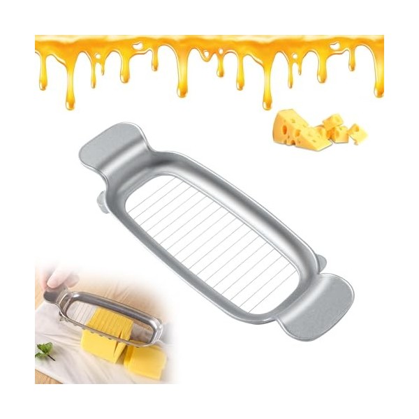 1 trancheuse à beurre et à fromage améliorée en acier multifonction de 20,32 cm, coupe-fromage/œuf, coupe-aliments avec 18 fi
