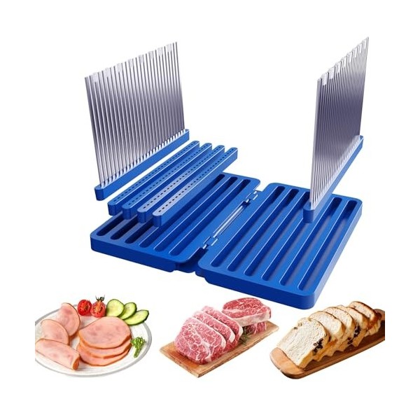 Trancheuse à pain et viande en acier inoxydable 304, pliable, guide de coupe jusquà 29 cm de largeur avec plateau miettes, é