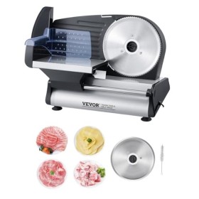 VEVOR Trancheuse à viande domestique, 180 W, trancheuse électrique pour aliments de charcuterie, avec 2 lames en acier inox d