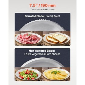 VEVOR Trancheuse à viande domestique, 180 W, trancheuse électrique pour aliments de charcuterie, avec 2 lames en acier inox d