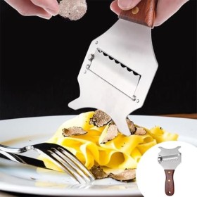 YANGWEN Trancheuse à Truffes,Trancheuse à Fromage en Acier Inoxydable Outils de Cuisine,avec Manche en Bois pour Couper Les T