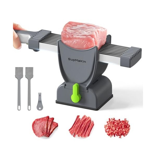 Trancheuse à viande fraîche et crue, épaisseur réglable 2 ou 4 mm, couperet 17 en 1 en acier inoxydable, couteau de cuisine, 