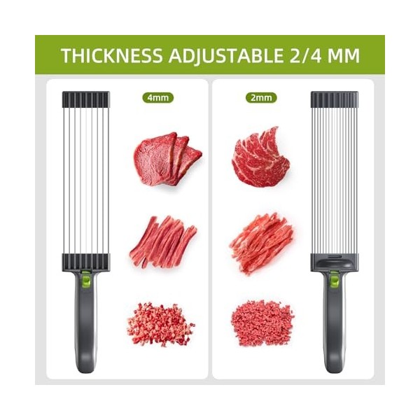 Trancheuse à viande fraîche et crue, épaisseur réglable 2 ou 4 mm, couperet 17 en 1 en acier inoxydable, couteau de cuisine, 
