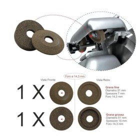 Paire démerigles n.2 Grain grossier ø51 mm - H15 mm - Ø trou 14,3 mm - Grain fin ø 51 mm h7 mm ø trou 14,3 mm-aiguiseur ai