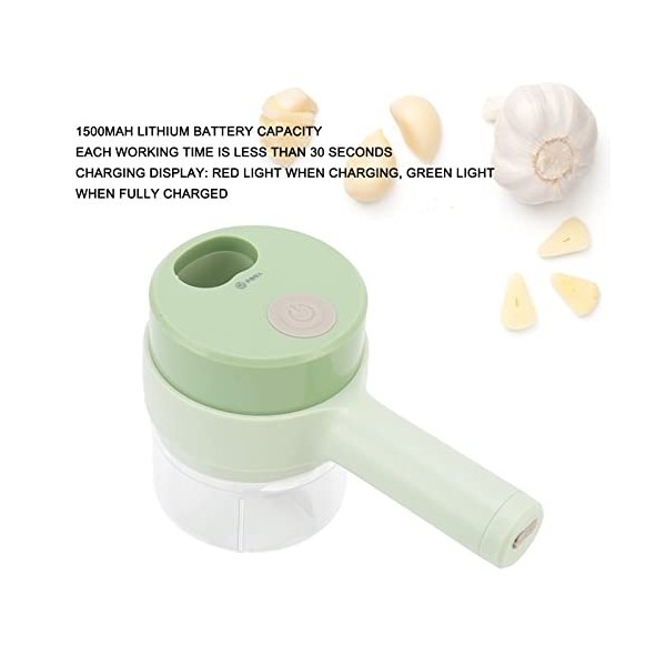 Trancheuse à légumes sans fil, coupe-légumes électrique 1200 tr/min tranche uniforme et coupe à disque pour cuisine