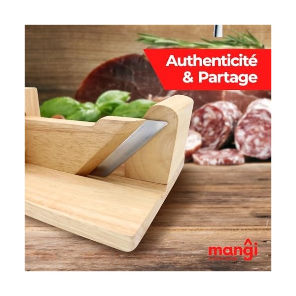 Mangi - Trancheuse à saucisson en bois - Lindispensable de lapéro pour vous, vos amis et votre famille - Bois éco-responsab