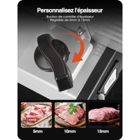 YASHE SL-518 Trancheuse Électrique - Trancheuse à Jambon 250W avec Épaisseur Réglable de 0 à 15mm, 2 Lames Amovibles en Acier
