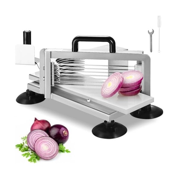 VEVOR Coupe-tomates Commerciale, Trancheuse à Tomates de 4,8 mm, Trancheur pour Tomates Robuste en Acier Inoxydable, avec Pie