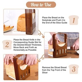 Trancheuse à pain, à pain, à toast, à sandwich, pliable, instructions de coupe réglables, manuel réglable, ustensile de cuisi