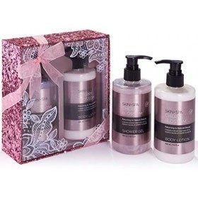 BRUBAKER Cosmetics - Coffret de bain & bien-être - Fleur de cerisier - 2 Pièces - Boîte paillettes/Rose - Idée cadeau