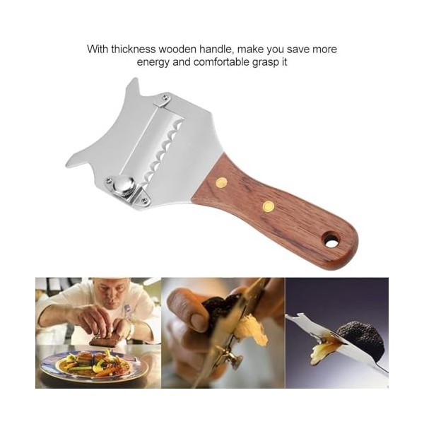 Gsycle Trancheuse à Truffe à Manche en Bois, Rasoir à Fromage à Truffe, trancheuse à Beurre, trancheuse à Lame réglable en Ac