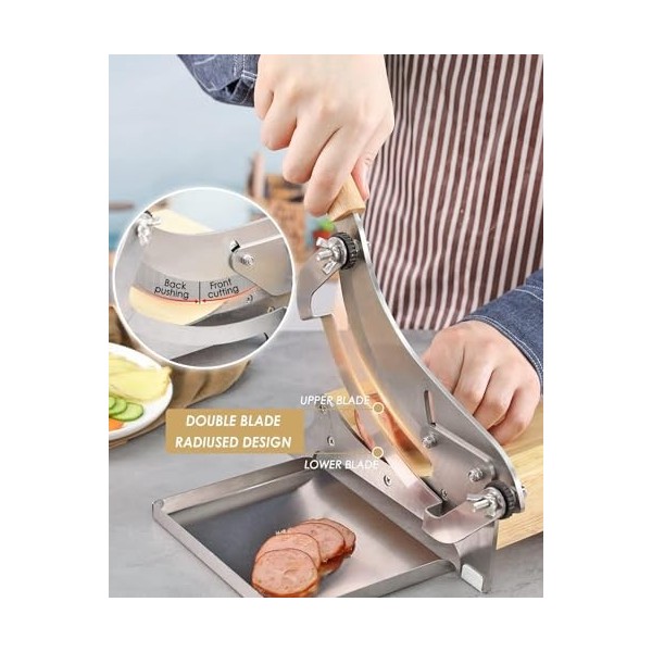 Moongiantgo Trancheuse de Médecine Chinoise Trancheuse Manuelle à Rayon de Biltong Épaisseur Réglable de 0-12mm, avec Plateau