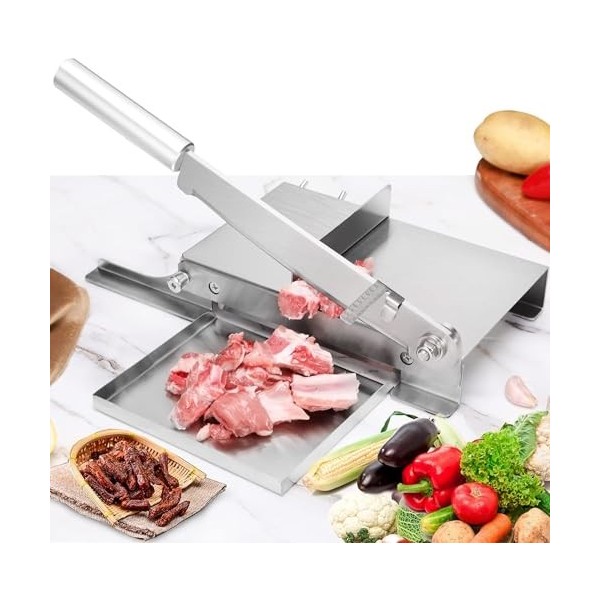 Moongiantgo Trancheuse à Viande Manuelle Coupe-viande en Acier Inoxydable Trancheuse de Nourriture avec Balance Amovible pour