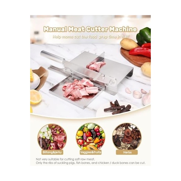 Moongiantgo Trancheuse à Viande Manuelle Coupe-viande en Acier Inoxydable Trancheuse de Nourriture avec Balance Amovible pour