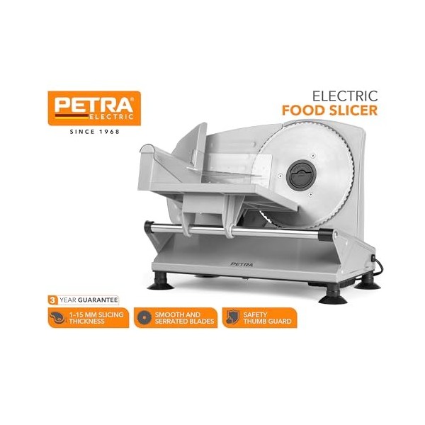 Petra Trancheuse Électrique de Nourriture , Machine à Trancher de Cuisine, Pour Viande, Fromage et Pain, Épaisseur Réglable 1