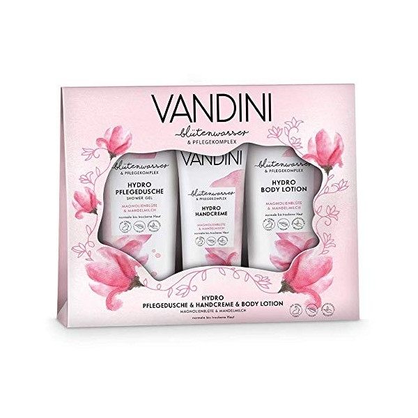 VANDINI Hydro Wellness Coffret cadeau femme - Coffrets avec lotion corporelle, gel douche et crème pour les mains - Ensemble 