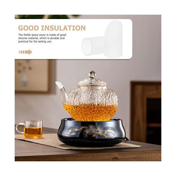 CALLARON Lot de 2 de bec verseur en silicone pour théière, couvercle de bec verseur anti-goutte, bec verseur, bouteille dhui
