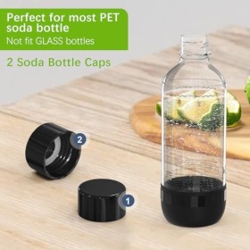 Thorder Lot de 2 bouchons de bouteille de soda durables, avec joint amovible, compatibles avec la plupart des bouteilles de s