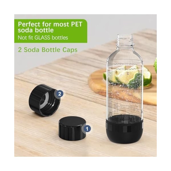 Thorder Lot de 2 bouchons de bouteille de soda durables, avec joint amovible, compatibles avec la plupart des bouteilles de s