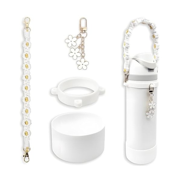 TTPSRY Owala Freesip Accessoires 4 Pièces Tissée Sangle de Poignée Étuis en Silicone Porte Clés Pendentifs pour 24 oz 32 oz 4