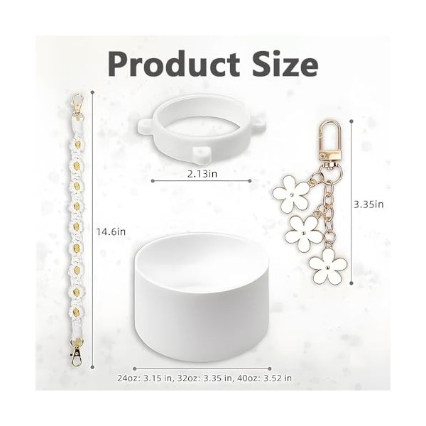 TTPSRY Owala Freesip Accessoires 4 Pièces Tissée Sangle de Poignée Étuis en Silicone Porte Clés Pendentifs pour 24 oz 32 oz 4