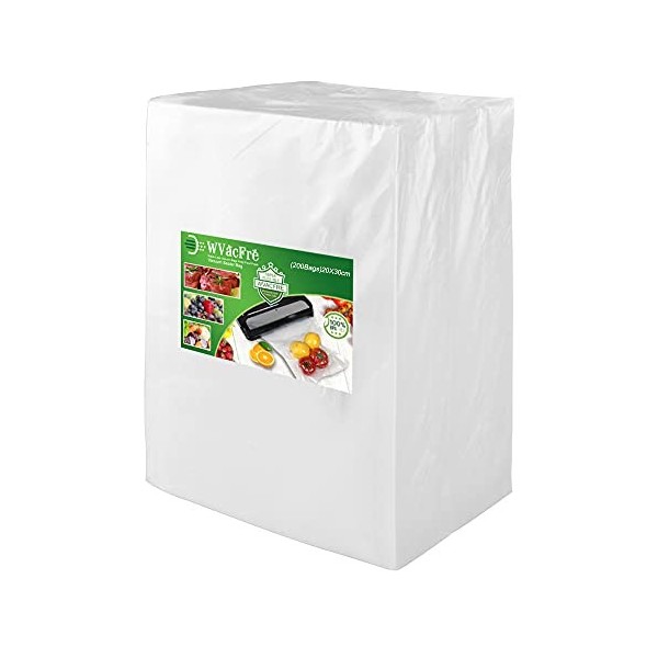 WVacFre 200 Sacs 20x30cm Machine Sous Vide Alimentaire,sans BPA et LFGB Sac de Congelation ,Compatible Avec nimporte Quelle 