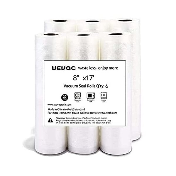 Wevac Film Sous Vide Alimentaire 2 Rouleau Sous Vide de 20x1500cm sans BPA, Film Pour Machine Sous Vide la Conservation et la