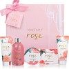 Coffret de Bain & Douche pour Femme, Body&Earth 6PCS Coffret Cadeau au Parfum de Rose, Parfait Cadeau pour l’Anniversaire