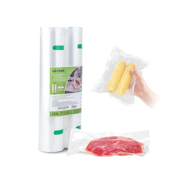 GRIFEMA GH82, Sacs de Conservation Sous Vide Alimentaire sans BPA, Compatible avec La Plupart des Machines Sous Vide, Rangeme