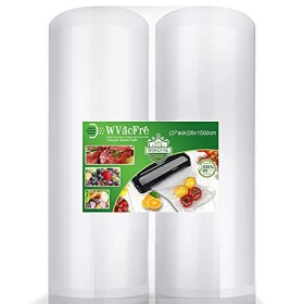 WVacFre 2 Rouleau 28x1500cm Rouleau Sacs Pour Machine Sous Vide Alimentaire,sans BPA et LFGB Sac de Congelation Sous Vide,Com
