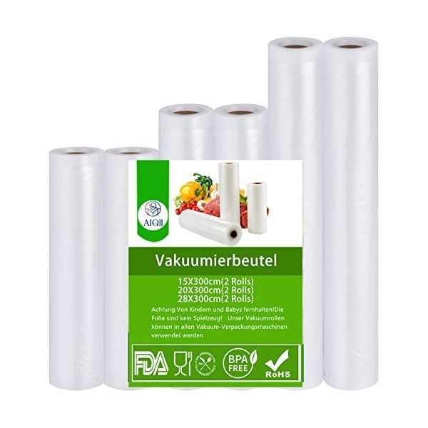 AIQII Lot de 6 rouleaux de film de 15 cm x 300 cm + 2 rouleaux de 20 cm x 300 cm + 2 rouleaux de 28 cm x 300 cm