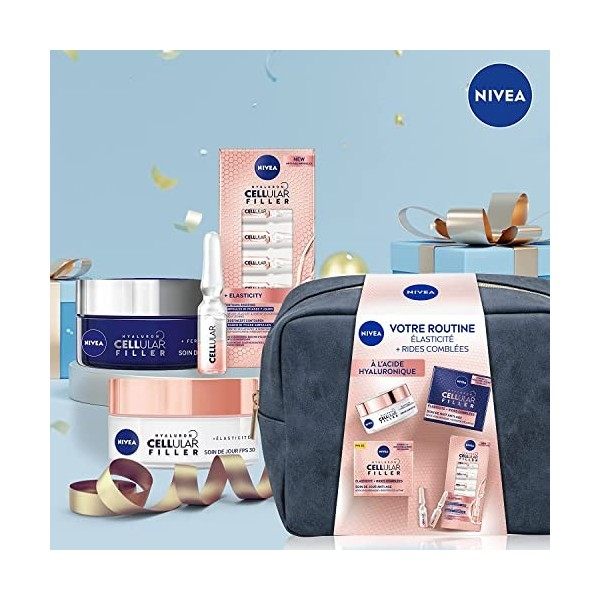 NIVEA Trousse Cellular Elasticity 1 x 1 pce , Trousse de toilette garnie contenant 3 soins visage anti-âge, Vanity pour femm