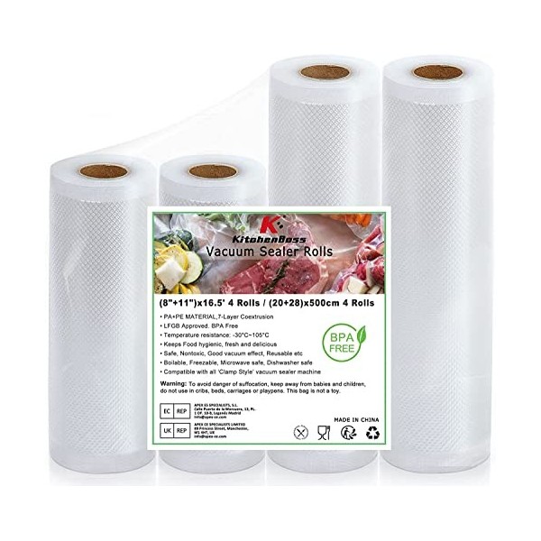 KitchenBoss Sac Sous Vide Alimentaire：Rouleau Sous Vide Alimentaire sans BPA pour Machine Sous Vide, Film Sous Vide Alimentai