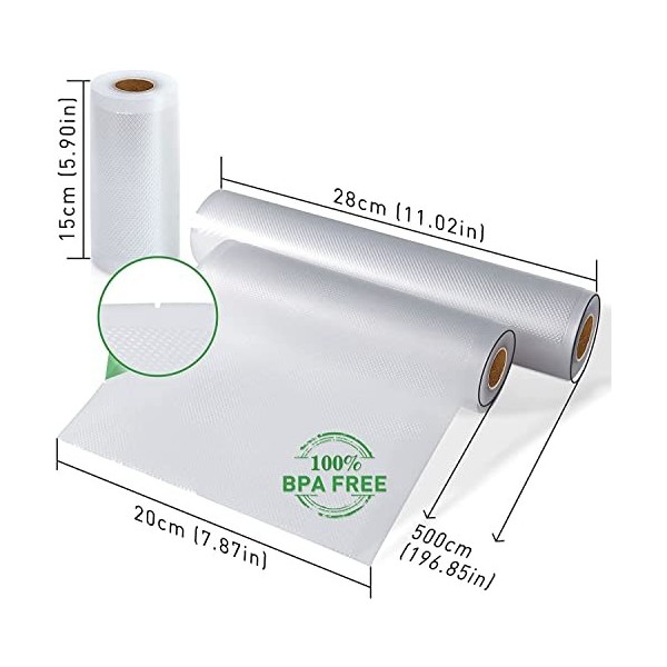 KitchenBoss Sac Sous Vide Alimentaire：Rouleau Sous Vide Alimentaire sans BPA pour Machine Sous Vide, Film Sous Vide Alimentai