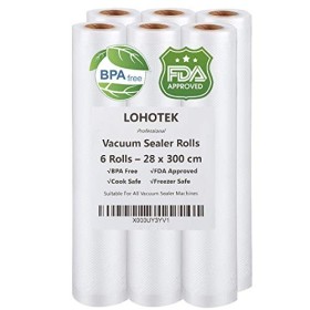 Mise sous vide Sac sous vide alimentaire, Rouleaux demballage pour Machine sous vide 6 Packs 28cm x 300cm pour Économiseur d