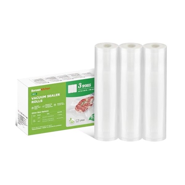 Bonsenkitchen Sacs Sous Vide Alimentaire, 3 rouleaux 28 x 600 cm + 3 rouleaux 20 x 600 cm, pour Machine Sous Vide des Aliment