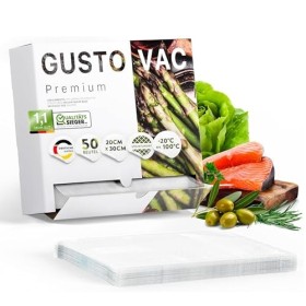 GustoVac Pack de 50 Sacs Sous Vide Alimentaire Gaufrés Fabriqué en Europe 20x30cm, Sac Sous Vide Alimentaire Film Sous Vide A