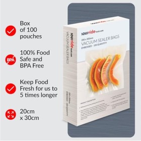 SousVide Tools Lot de 100 sacs pour emballage sous vide 20 x 30 cm
