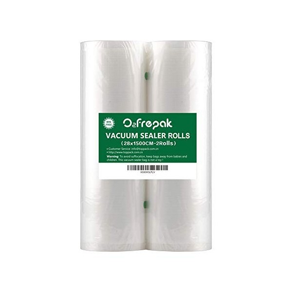 O2frepak 2 Rouleau 28x1500cm Rouleau Sacs Pour Machine Sous Vide Alimentaire,sans BPA et LFGB Sac de Congelation Sous Vide,Co