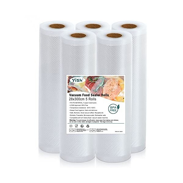 YISH Sac Sous Vide Alimentaire: Rouleau Sous Vide Alimentaire pour Lappareil de Mise Sous Vide, Sac Sous Vide pour La Cuisso