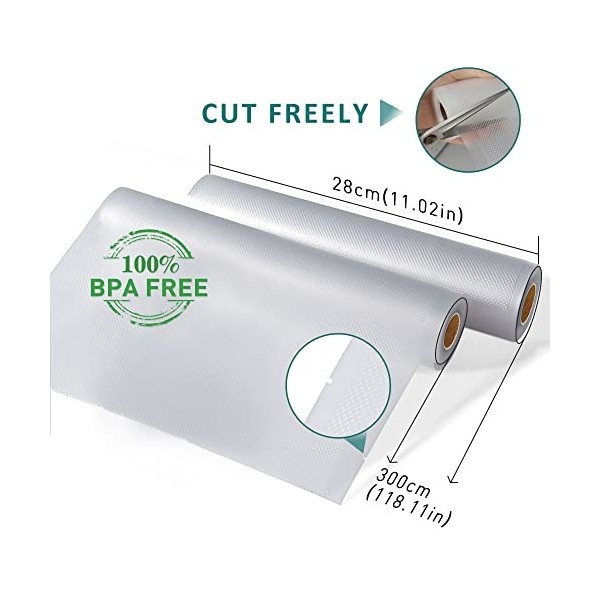 YISH Sac Sous Vide Alimentaire: Rouleau Sous Vide Alimentaire pour Lappareil de Mise Sous Vide, Sac Sous Vide pour La Cuisso