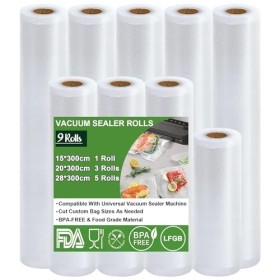 Omtofo Sac sous Vide Alimentaire, 20 x 600 cm Film Sous Vide Alimentaire 4 Rouleaux, Approuvé par la FDA, LFGB, Sac Congelati