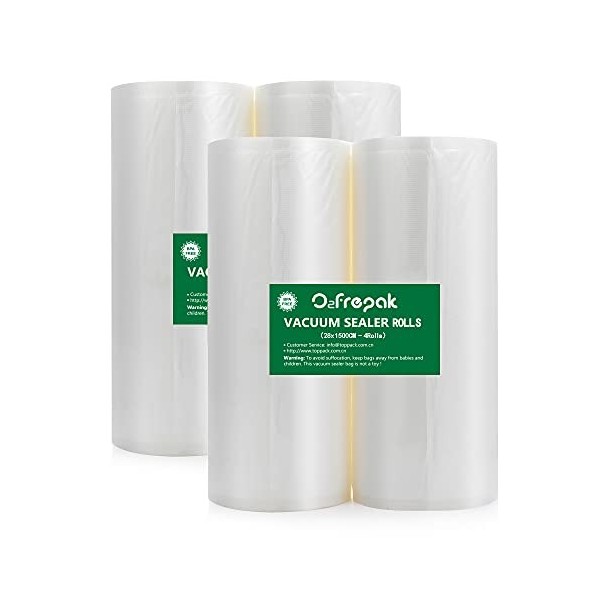 O2frepak 4 Rouleau 28x1500cm Rouleau Sacs Pour Machine Sous Vide Alimentaire,sans BPA et LFGB Sac de Congelation Sous Vide,Co