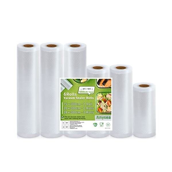 Anysea Sac Sous Vide Alimentaire：Sachet Sous Vide Alimentaire Compatible avec Machine Sous Vide, Rouleau Sous Vide Alimentair