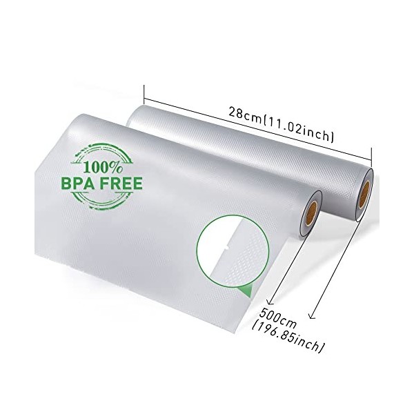 KitchenBoss Sac Sous Vide Alimentaire：Rouleau Sous Vide Alimentaire Convient à Lappareil de Mise Sous Vide, Sacs Sous Vide G