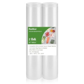 Radikor Sac Sous Vide Alimentaire, 2 Packs 28 x 600cm Rouleau Sous Vide Réutilisables, Film Sous Vide pour la Conservation de