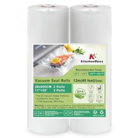 KitchenBoss Sacs Sous Vide Alimentaire：2 Rouleaux 28x600cm, Rouleau Sous Vide Alimentaire Convient à Lappareil de Mise sous 